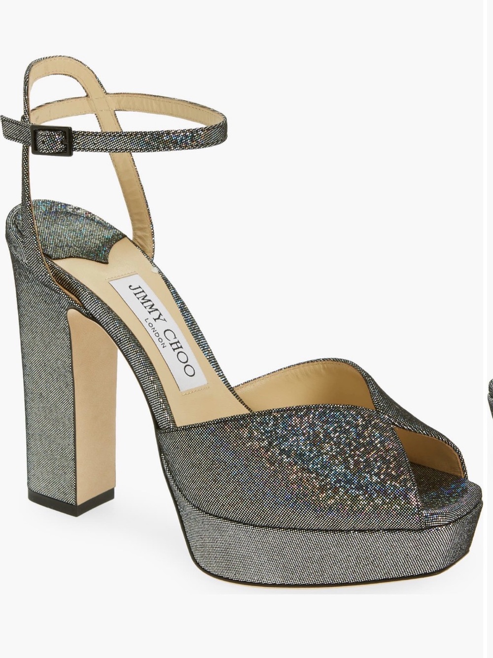 Jimmy Choo Sacaria Glitter Platform Ankle-Strap Sandals